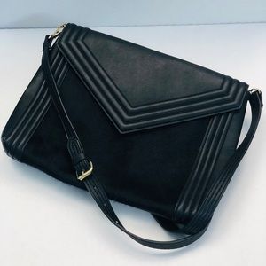 Zara Faux Leather and Faux Hair Envelope Crossbody